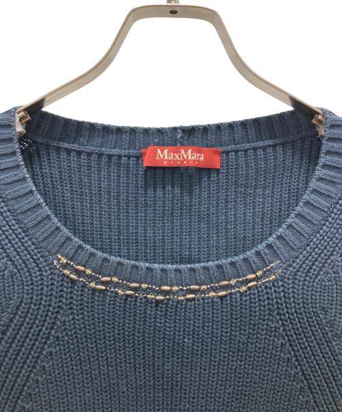 Max Mara Studio（マックスマーラ ストゥディオ）Max Mara Studio (マックスマーラ ストゥディオ) 装飾ニット ネイビー サイズ:Lの古着・服飾アイテム