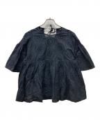 TOMORROW LAND collectionトゥモローランドコレクション）の古着「サンフラワージャカード ラッフルスリーブブラウス」｜ネイビー