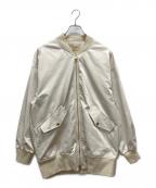 Curensologyカレンソロジー）の古着「レザーライクサテンブルゾンジップジャケット」｜ホワイト