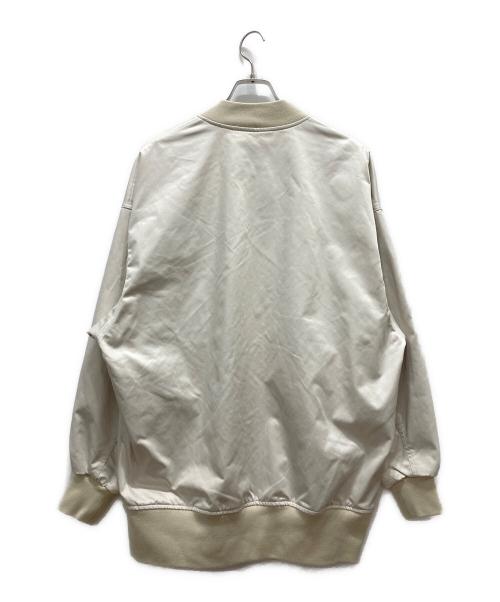 Curensology（カレンソロジー）Curensology (カレンソロジー) レザーライクサテンブルゾンジップジャケット ホワイト サイズ:Fの古着・服飾アイテム