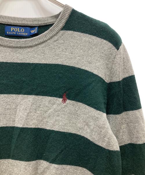 POLO RALPH LAUREN（ポロ・ラルフローレン）POLO RALPH LAUREN (ポロ・ラルフローレン) ボーダーニット グレー サイズ:XLの古着・服飾アイテム