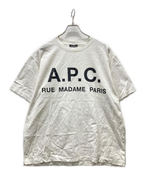 A.P.C.（アーペーセー）A.P.C. (アーペーセー) EDIFICE (エディフィス) 別注 オーバーサイズ ロゴプリント Tシャツ ホワイト サイズ:Lの古着・服飾アイテム
