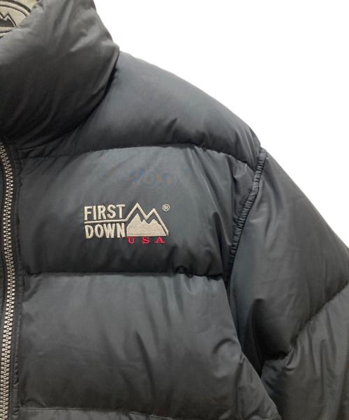 FIRST DOWN（ファーストダウン）FIRST DOWN (ファーストダウン) リップストップ リバーシブル ダウンジャケット ブラック サイズ:Lの古着・服飾アイテム