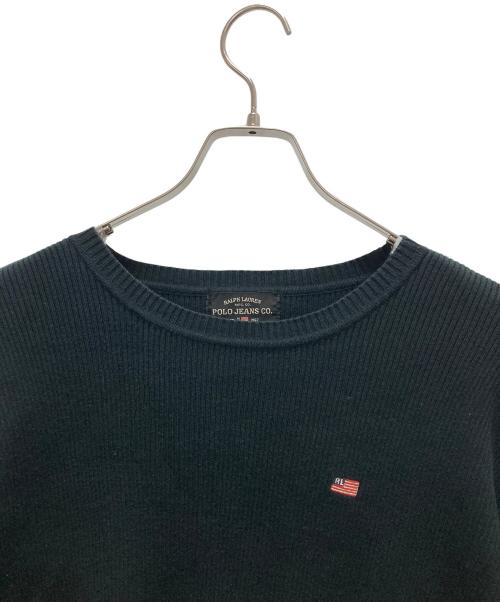 POLO JEANS CO.（ポロジーンズカンパニー）POLO JEANS CO. (ポロジーンズカンパニー) 星条旗刺繍ニット ブラック サイズ:XLの古着・服飾アイテム