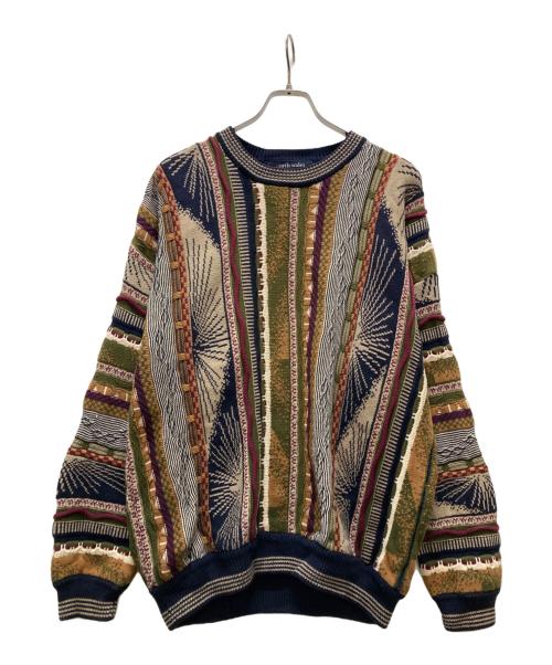 north wales（ノース・ウェールズ）north wales (ノース・ウェールズ) 3Dニット イエロー サイズ:XLの古着・服飾アイテム