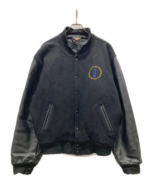 VINTAGE（ヴィンテージ）VINTAGE (ヴィンテージ) 企業ロゴレザー切替スタジャン ブラック サイズ:記載無しの古着・服飾アイテム