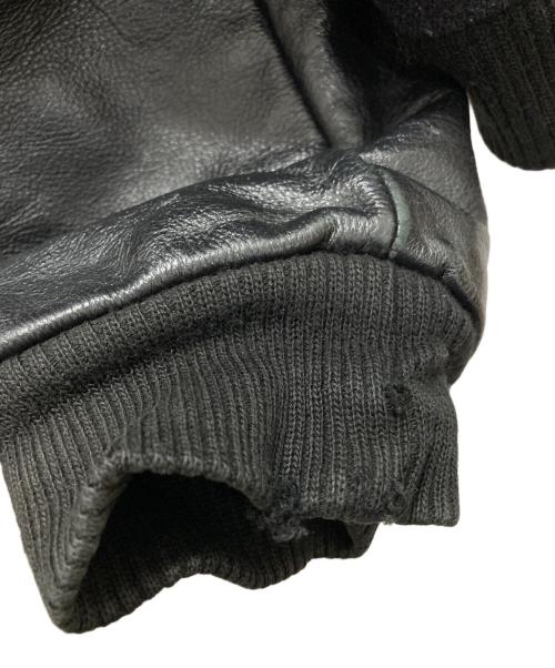 VINTAGE（ヴィンテージ）VINTAGE (ヴィンテージ) 企業ロゴレザー切替スタジャン ブラック サイズ:記載無しの古着・服飾アイテム