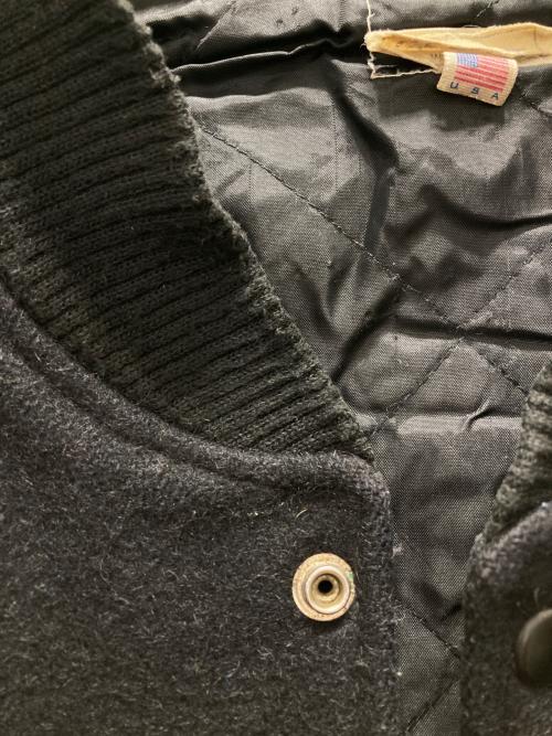 VINTAGE（ヴィンテージ）VINTAGE (ヴィンテージ) 企業ロゴレザー切替スタジャン ブラック サイズ:記載無しの古着・服飾アイテム