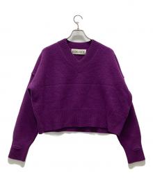 INSCRIRE（アンスクリア）の古着「ブロークンVネックニット」｜パープル