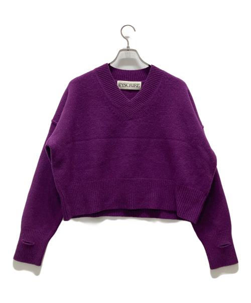 INSCRIRE（アンスクリア）INSCRIRE (アンスクリア) ブロークンVネックニット パープル サイズ:表記無しの古着・服飾アイテム