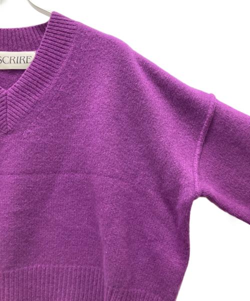 INSCRIRE（アンスクリア）INSCRIRE (アンスクリア) ブロークンVネックニット パープル サイズ:表記無しの古着・服飾アイテム