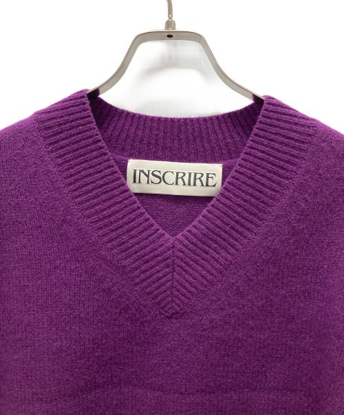 INSCRIRE（アンスクリア）INSCRIRE (アンスクリア) ブロークンVネックニット パープル サイズ:表記無しの古着・服飾アイテム