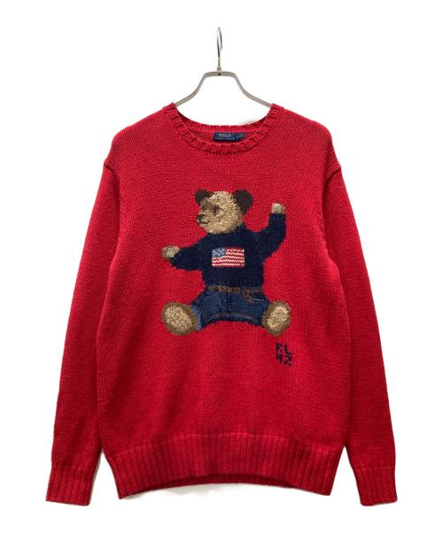 POLO RALPH LAUREN（ポロ・ラルフローレン）POLO RALPH LAUREN (ポロ・ラルフローレン) ポロベアコットンリネンニット レッド サイズ:Sの古着・服飾アイテム