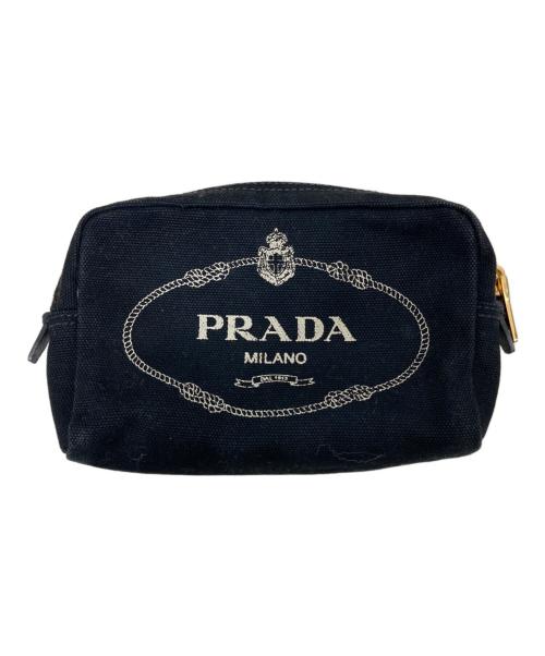 PRADA（プラダ）PRADA (プラダ) キャンパスコスメポーチ ブラックの古着・服飾アイテム
