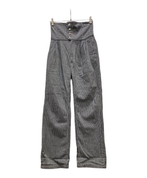 LIVINGTONE（リヴィントーン）livingtone (リヴィントーン) ハイウエストヒッコリーパンツ ネイビー サイズ:Sの古着・服飾アイテム