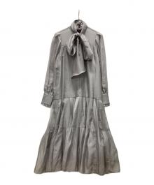 FRAY ID（フレイ アイディー）の古着「ビッグボウタイブラウスワンピース」｜グレー