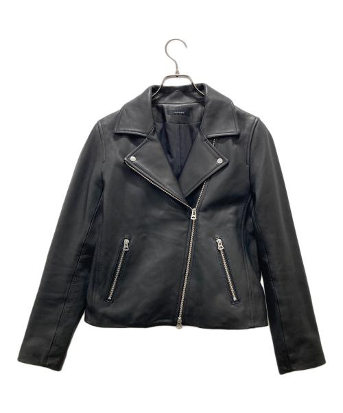 JEANASIS（ジーナシス）JEANASIS (ジーナシス) ラム レザー ダブルライダースジャケット ブラック サイズ:Mの古着・服飾アイテム