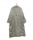 08MABゼロハチマブ）の古着「ノーカラーロングリネンコート」｜ベージュ