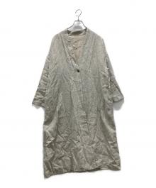 08MAB（ゼロハチマブ）の古着「ノーカラーロングリネンコート」｜ベージュ