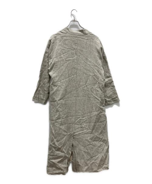 08MAB（ゼロハチマブ）08MAB (ゼロハチマブ) ノーカラーロングリネンコート ベージュ サイズ:Freeの古着・服飾アイテム