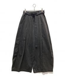 Eongul（ヨングル）の古着「velt volume pants」｜ブラック