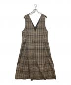 KUMIKYOKUクミキョク）の古着「ランダムチェックジャンパースカート」｜ブラウン