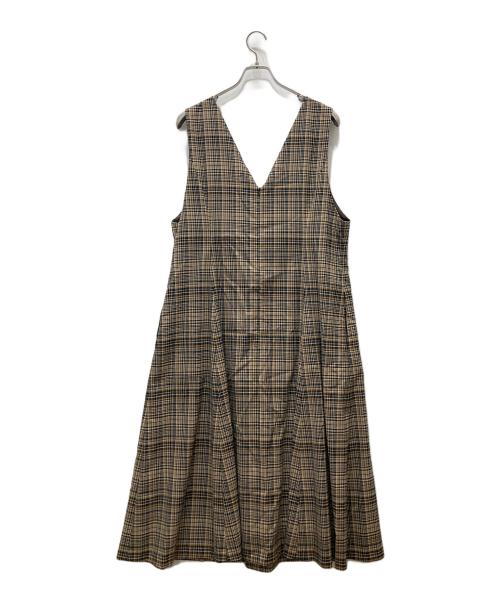 KUMIKYOKU（クミキョク）KUMIKYOKU (クミキョク) ランダムチェックジャンパースカート ブラウン サイズ:6の古着・服飾アイテム