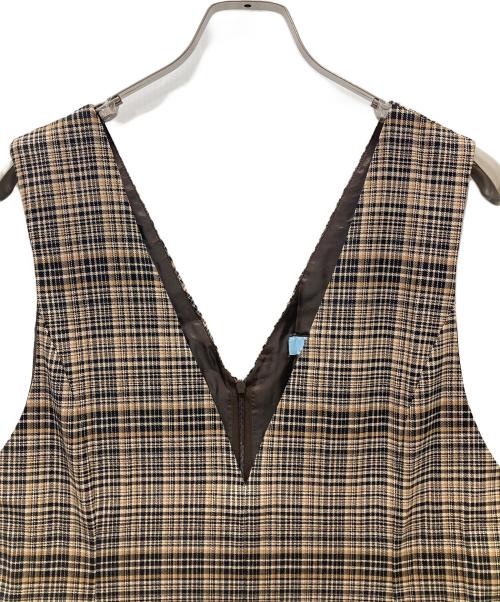 KUMIKYOKU（クミキョク）KUMIKYOKU (クミキョク) ランダムチェックジャンパースカート ブラウン サイズ:6の古着・服飾アイテム
