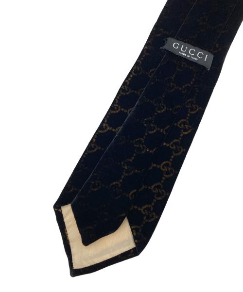 GUCCI（グッチ）GUCCI (グッチ) ロゴ ベロアネクタイ ブラック サイズ:表記なしの古着・服飾アイテム