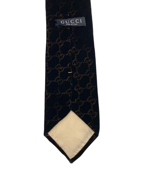 GUCCI（グッチ）GUCCI (グッチ) ロゴ ベロアネクタイ ブラック サイズ:表記なしの古着・服飾アイテム