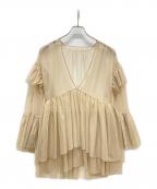 SLOBE IENAスローブ イエナ）の古着「habi tulle tiered ブラウス」｜ベージュ
