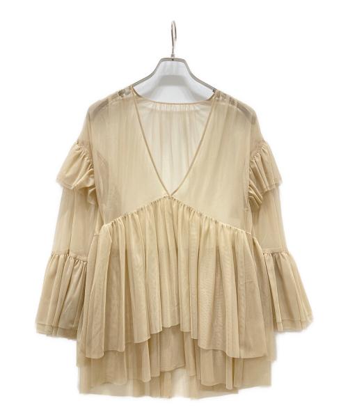 SLOBE IENA（スローブ イエナ）SLOBE IENA (スローブ イエナ) habi tulle tiered ブラウス ベージュ サイズ:記載無しの古着・服飾アイテム