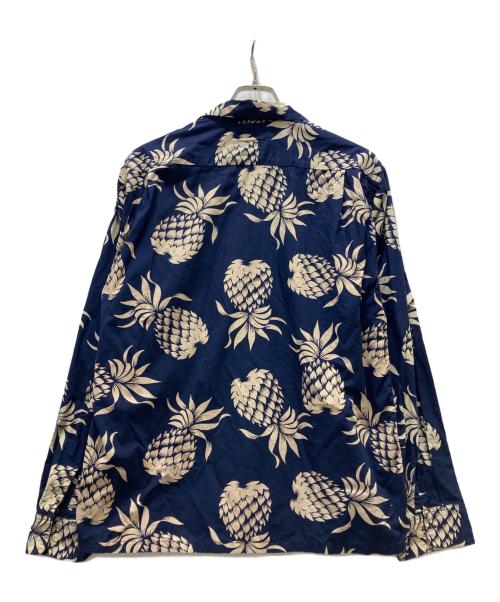 Duke Kahanamoku（デュークカハナモク）DUKE KAHANAMOKU (デュークカハナモク) 長袖アロハシャツ ネイビー サイズ:L程度の古着・服飾アイテム