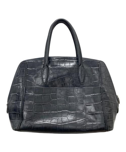 Paul Stuart（ポールスチュアート）Paul Stuart (ポールスチュアート) 型押しハンドバッグ ネイビーの古着・服飾アイテム