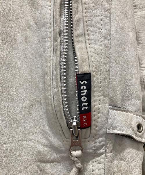 Schott（ショット）Schott (ショット) エイジング加工シングルライダースジャケット ベージュ サイズ:Sの古着・服飾アイテム