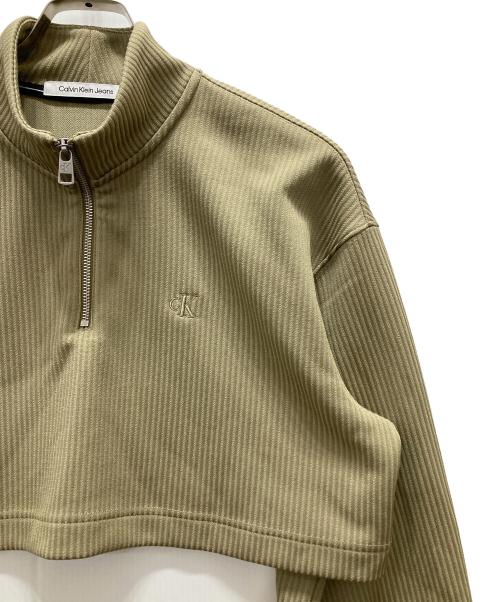 Calvin Klein Jeans（カルバンクラインジーンズ）Calvin Klein Jeans (カルバンクラインジーンズ) ハーフジップカットソー ブラウン サイズ:XSの古着・服飾アイテム
