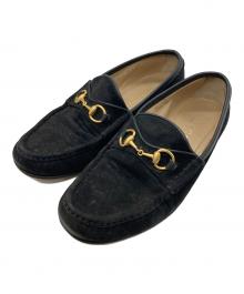 GUCCI（グッチ）の古着「スウェードホースビットローファー」｜ブラック