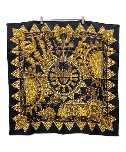 HERMES（エルメス）HERMES (エルメス) カレ90 首長達の金 ブラックの古着・服飾アイテム