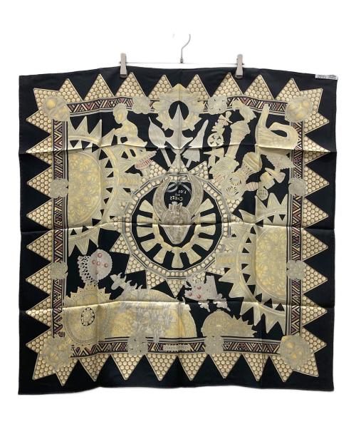 HERMES（エルメス）HERMES (エルメス) カレ90 首長達の金 ブラックの古着・服飾アイテム