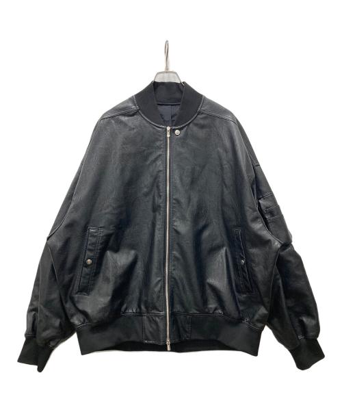 MB Ch.（MB Ch.）MB Ch. (MB Ch.) ハイエンドオーバーサイズレザーMA-1 ブラック サイズ:FREEの古着・服飾アイテム