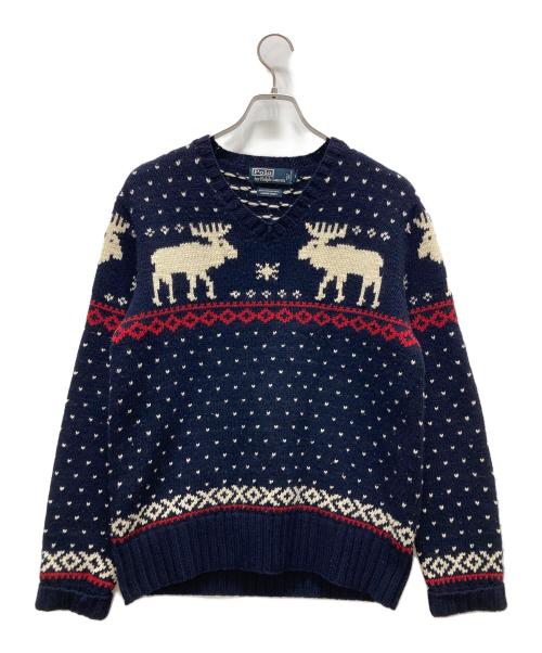 POLO RALPH LAUREN（ポロ・ラルフローレン）POLO RALPH LAUREN (ポロ・ラルフローレン) フェアアイルニット ネイビー サイズ:Mの古着・服飾アイテム