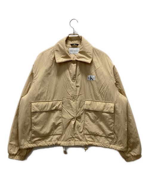 Calvin Klein Jeans（カルバンクラインジーンズ）Calvin Klein Jeans (カルバンクラインジーンズ) ロゴワッペン中綿ジャケット ブラウン サイズ:Mの古着・服飾アイテム