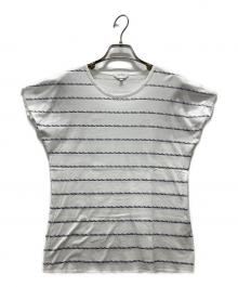 MaxMara（マックスマーラ）の古着「ロゴボーダーTシャツ」｜ホワイト