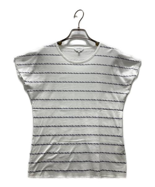 MaxMara（マックスマーラ）MaxMara (マックスマーラ) ロゴボーダーTシャツ ホワイト サイズ:Sの古着・服飾アイテム