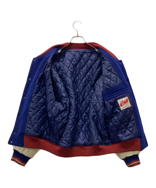 SCOOP BOYS（スクープボーイズ）SCOOP BOYS (スクープボーイズ) レザー袖スタジャン ブルー サイズ:FREEの古着・服飾アイテム