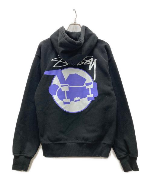 stussy（ステューシー）stussy (ステューシー) プルオーバーパーカー/Skateman Hoodie ブラック サイズ:Mの古着・服飾アイテム