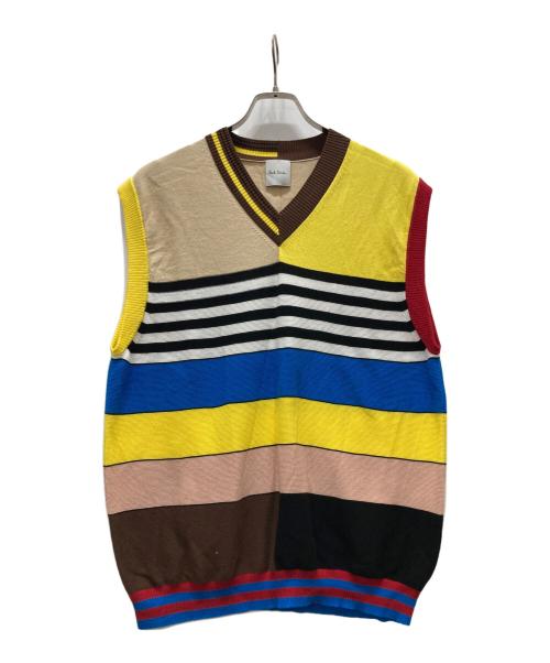 PAUL SMITH（ポールスミス）Paul Smith (ポールスミス) ランダムボーダーニットベスト マルチカラー サイズ:記載無しの古着・服飾アイテム