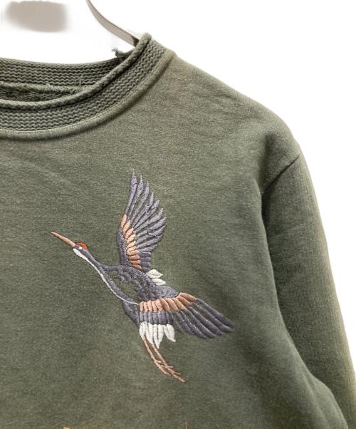 AUSTERE JAPAN KOROMO（オスティア・ジャパンコロモ）AUSTERE JAPAN KOROMO (オスティア・ジャパンコロモ) 和柄刺繍スウェット オリーブ サイズ:Mの古着・服飾アイテム