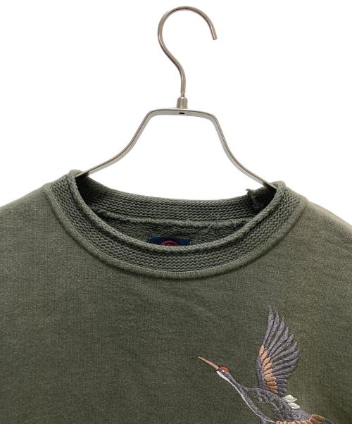 AUSTERE JAPAN KOROMO（オスティア・ジャパンコロモ）AUSTERE JAPAN KOROMO (オスティア・ジャパンコロモ) 和柄刺繍スウェット オリーブ サイズ:Mの古着・服飾アイテム