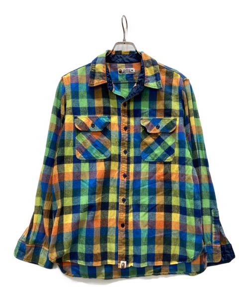A BATHING APE（ア ベイシング エイプ）A BATHING APE (ア ベイシング エイプ) ネルシャツ マルチカラー サイズ:Lの古着・服飾アイテム